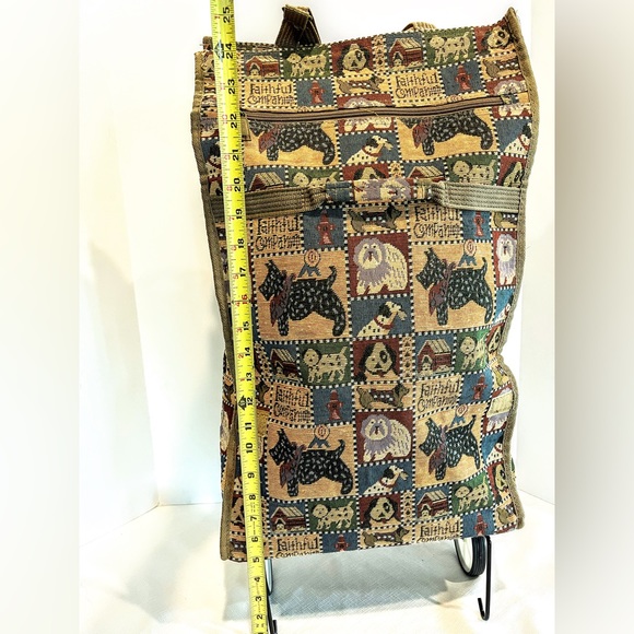 Faithful Companion Pioneer Express Canvas Rolling Shopping Bag with Dogs Vintage - Picture 8 of 16